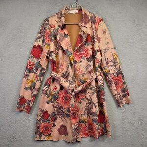 Floral Pink Trench Coat Anthropologie